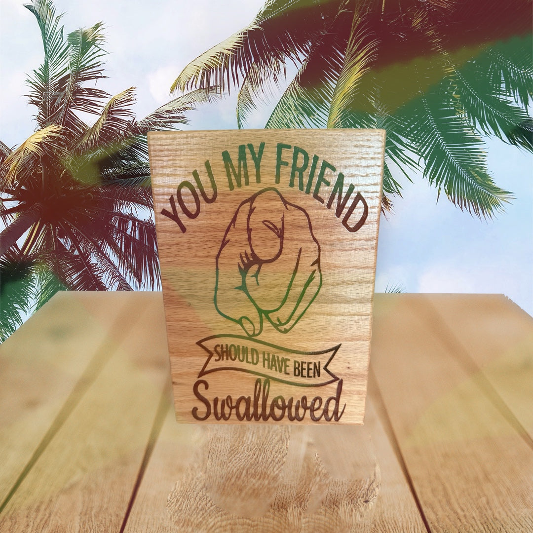 Humorous Red Oak Wood Sign - "You My Friend"