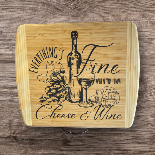 Engraved Bamboo Charcuterie Board - Elegant Cheese & Wine Design